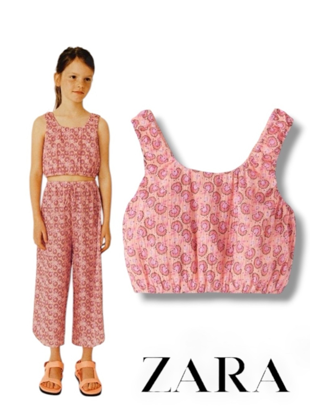 ZARA Girls Pink Textured Floral Top NWT Size 13/14